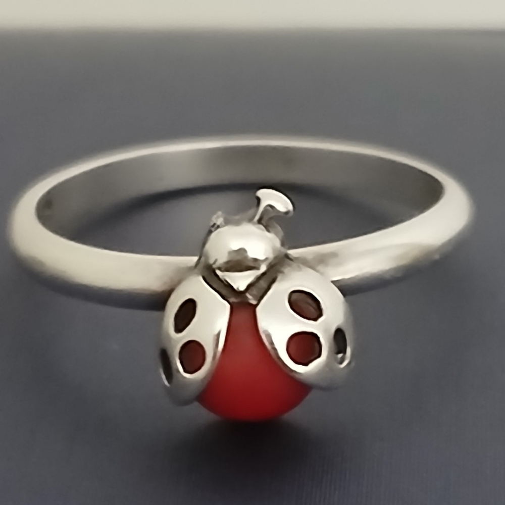 Silver Ladybug Ring